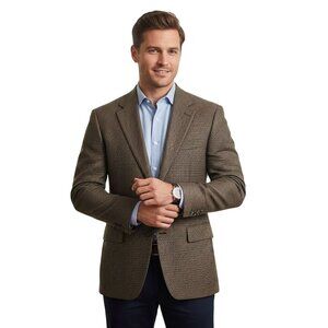 Chaps Ralph Lauren Brown 100% Wool Tweed Made In Canada Sport Coat Size 44R